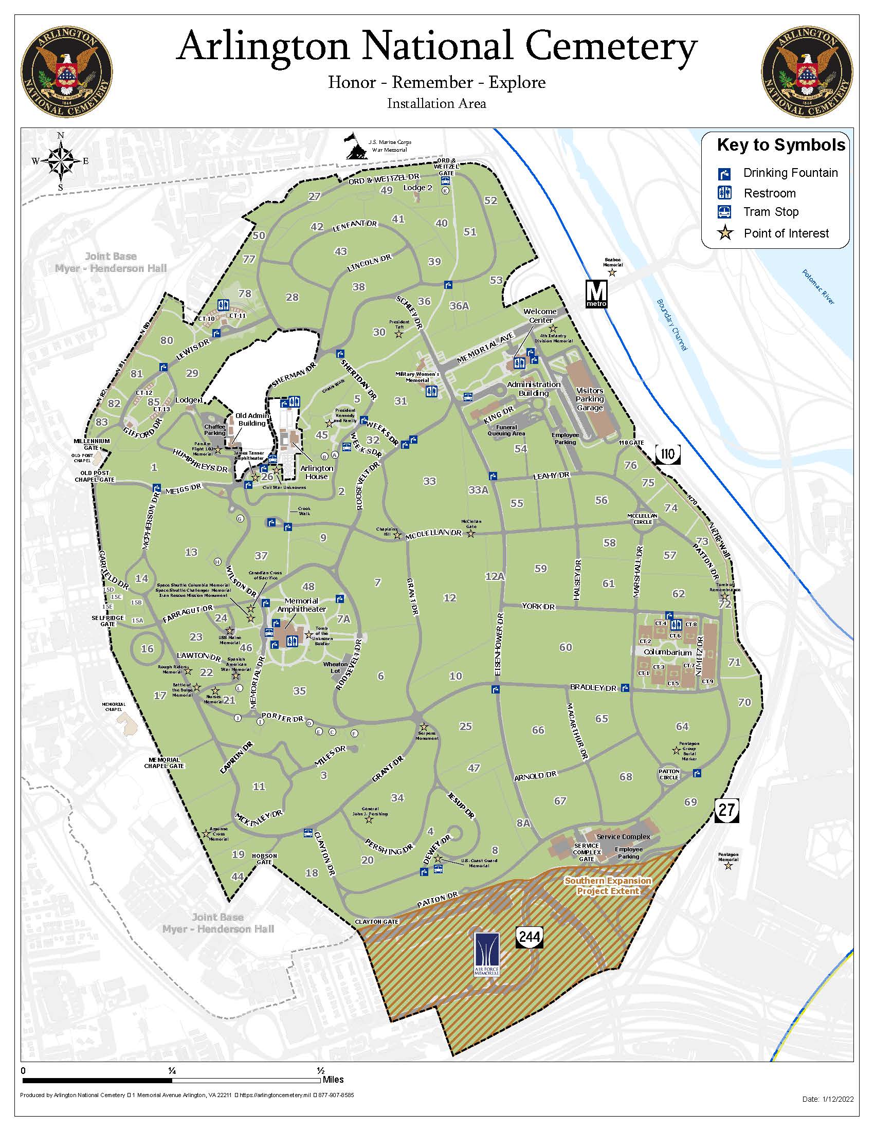 Map of Arlington National Cemetery (2022)